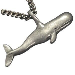 Silver-Toned Pewter Whale Pendant Necklace Sea Life Nautical Marine Ocean